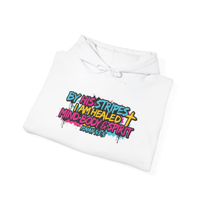 Christian Hoodie By His Stripes I Am Healed Colorful Faith Pullover